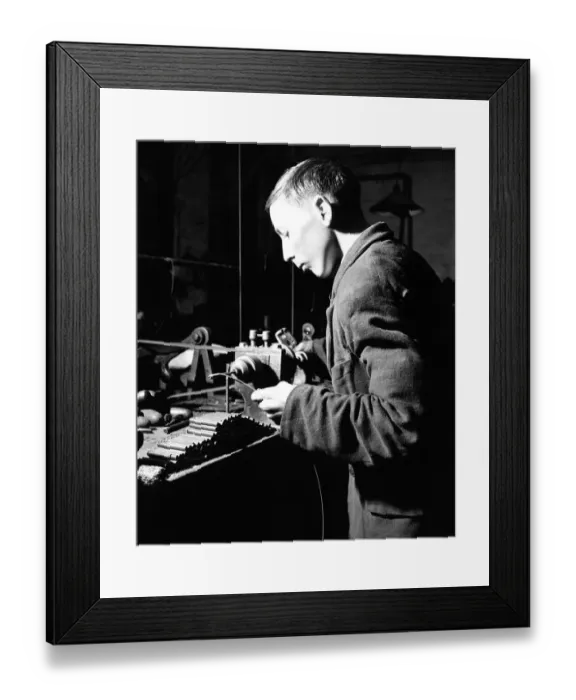Framed Print : Geoffrey Brandrick winding steel into coils ready for cutting into links Framed Print : Geoffrey Brandrick winding steel into coils ready for cutting into links
