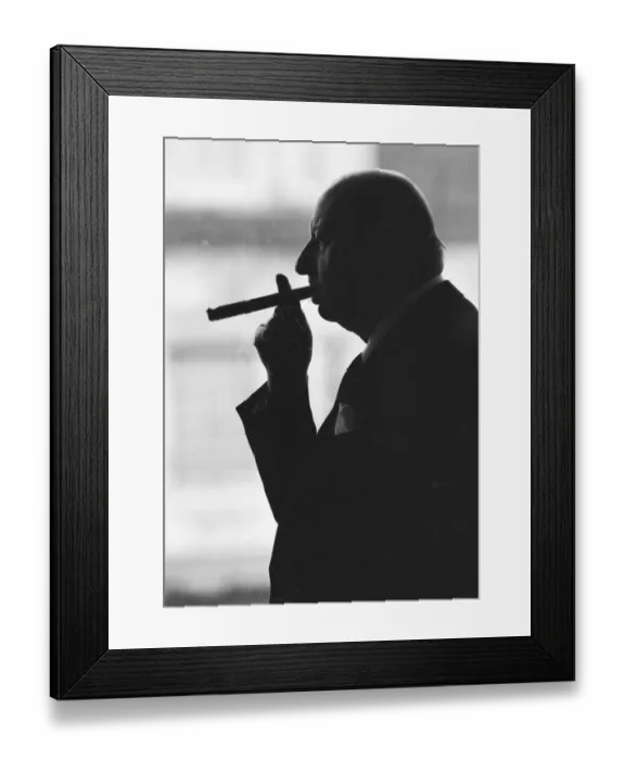 Framed Print : Media Mogul Lew Grade, head of ATV television, smoking of one of his trademark cigars