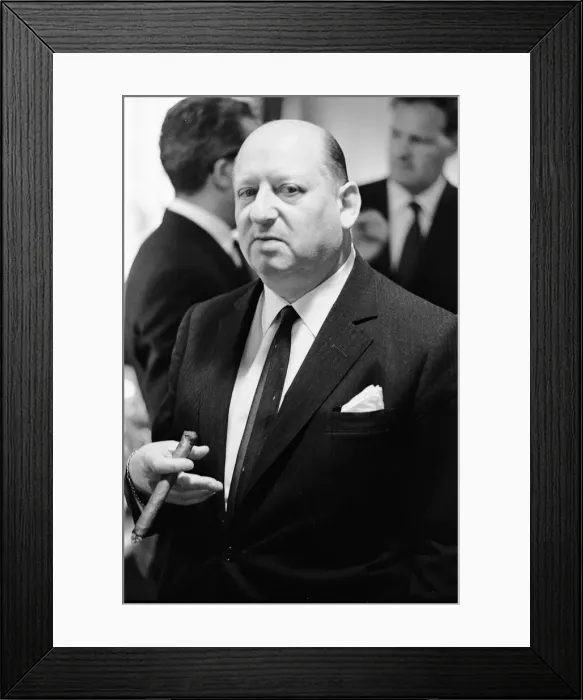 Framed Print : Media Mogul Lord Lew Grade poses for the camera holding a cigar. 24th January 1967 Framed Print : Media Mogul Lord Lew Grade poses for the camera holding a cigar. 24th January 1967