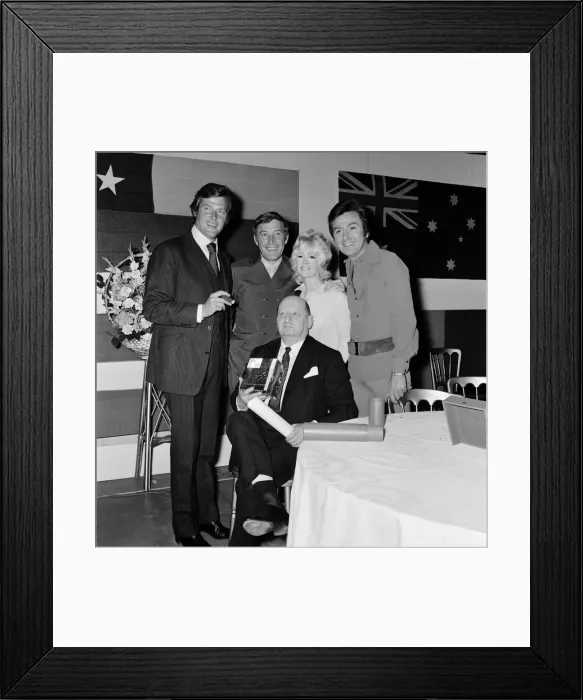Framed Print : Media Mogul Lew Grade holds the Queens Award for Industry trophy won by ATV Framed Print : Media Mogul Lew Grade holds the Queens Award for Industry trophy won by ATV