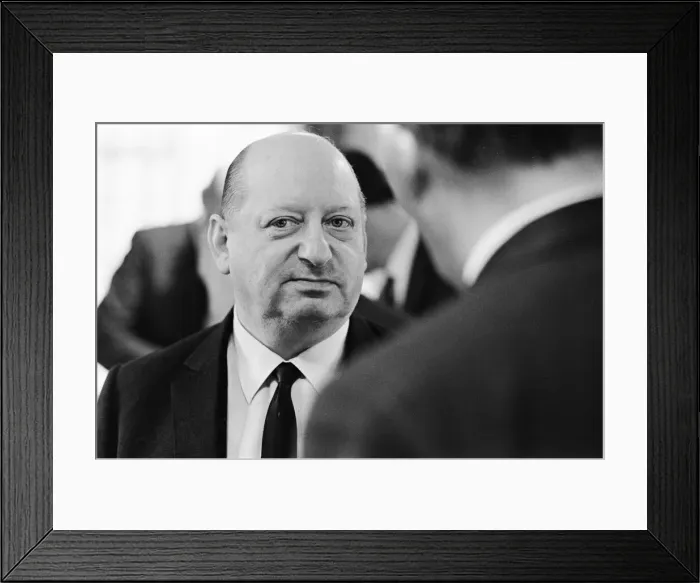 Framed Print : Media Mogul Lord Lew Grade speaking to a guest at a dinner party. 24th January 1967 Framed Print : Media Mogul Lord Lew Grade speaking to a guest at a dinner party. 24th January 1967