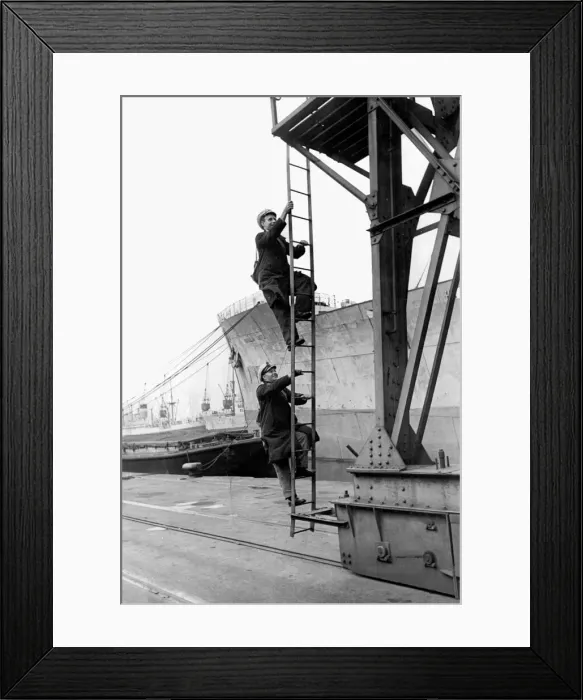 Framed Print : Dockers Strike 1948. Two RAF men unload a cargo of meat. 28th June 1948 Framed Print : Dockers Strike 1948. Two RAF men unload a cargo of meat. 28th June 1948