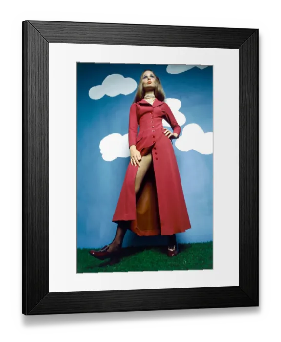 Framed Print : A model wearing red maxi dress Clothing Fashion Dress October