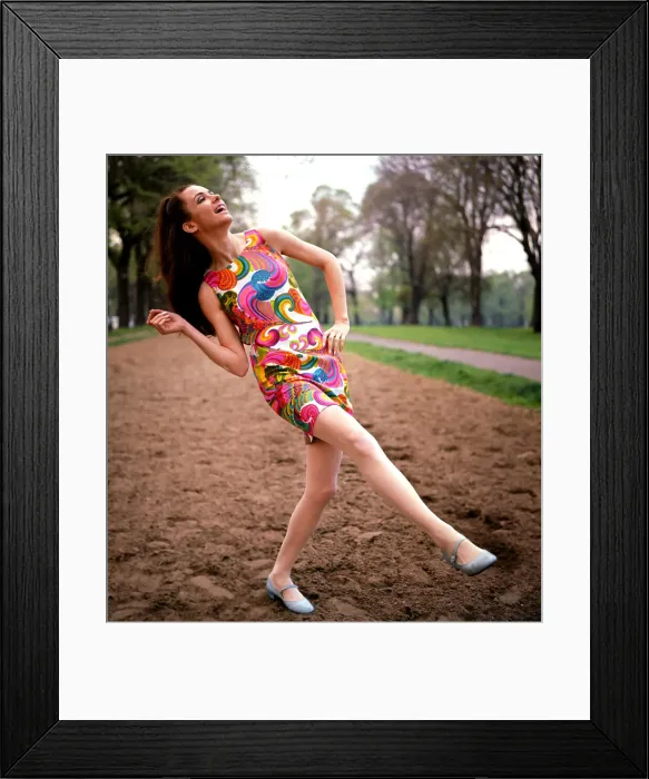 Framed Print : Model wearing a shell printed dress by Simon Massey in Londons Hyde Park Framed Print : Model wearing a shell printed dress by Simon Massey in Londons Hyde Park