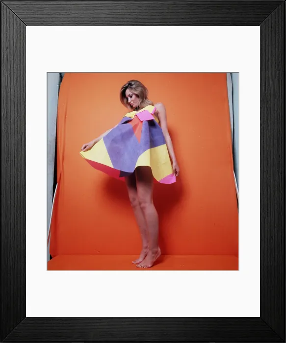 Framed Print : Fashion 1960s American paper fashion strapless tent dress. May 1967