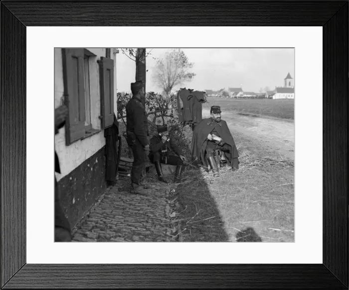 Framed Print : Belgian artillery officer seen here receiving a report on the fall of his shots Framed Print : Belgian artillery officer seen here receiving a report on the fall of his shots