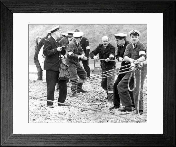Framed Print : Lifeguards getting a grip on things in a Sunderland Harbour lefesaving demonstration in Framed Print : Lifeguards getting a grip on things in a Sunderland Harbour lefesaving demonstration in