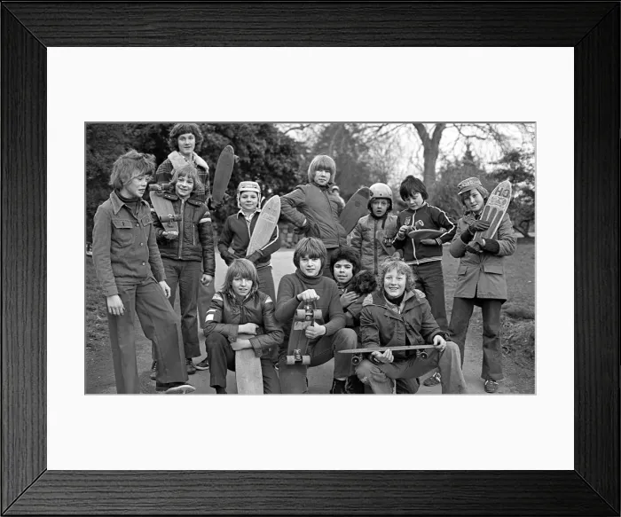 Framed Print : Leamington youngsters are enjoying their Christmas presents - skateboards