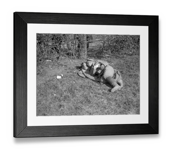 Framed Print : Wounded Russian soldier sleeping in the sun at Lemberg September 1914