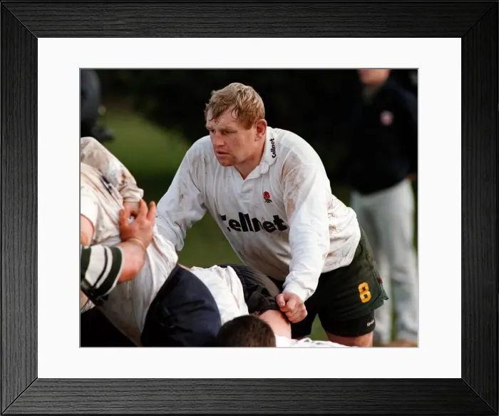 Framed Print : Dean Richards training with the England Rugby Union team at Bisham Abbey *** Local