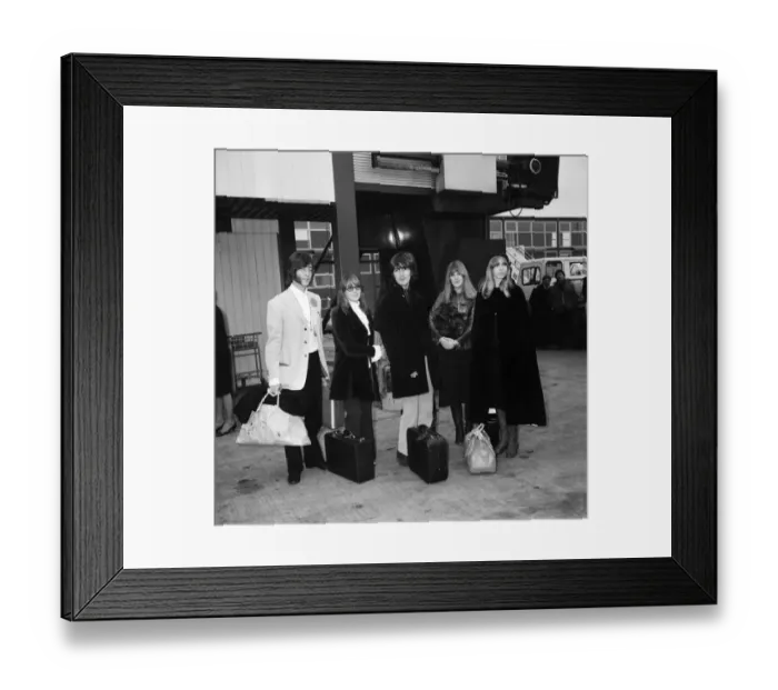 Framed Print : The Beatles leaving Heathrow Airport for India where they will meet Maharishi Mahesh Yogi