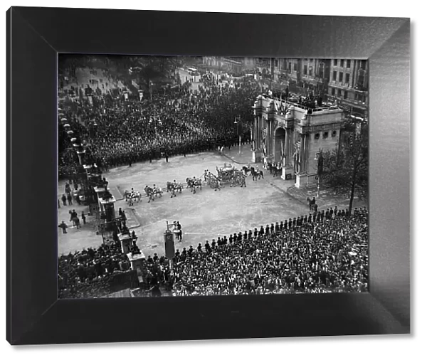 Coronation of King George VI. The golden state coach containing King George VI