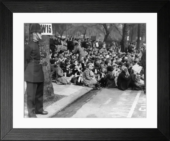 Framed Print : Coronation of King George VI. Policeman on guard as huge crowds gather to watch Framed Print : Coronation of King George VI. Policeman on guard as huge crowds gather to watch