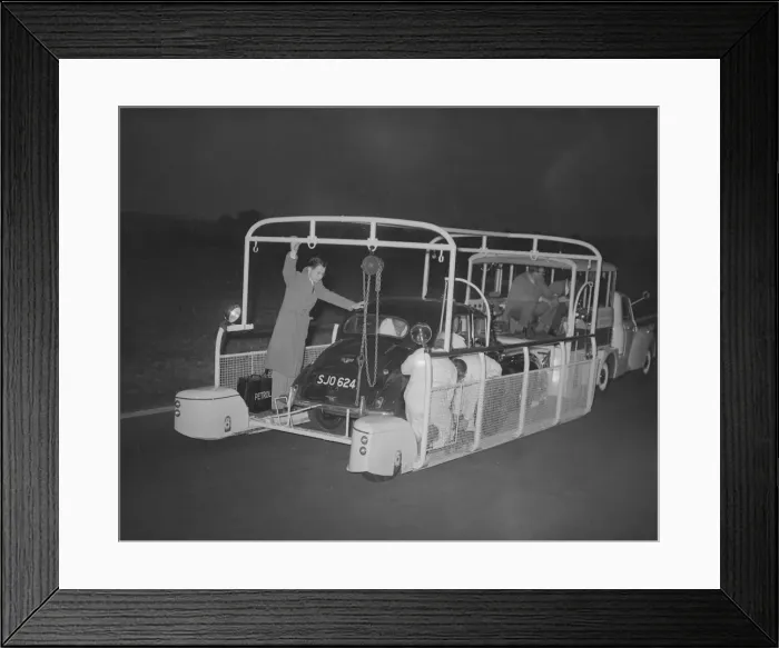 Framed Print : A Morris Austin Minor car having repairs carried out in the mobile garage Framed Print : A Morris Austin Minor car having repairs carried out in the mobile garage