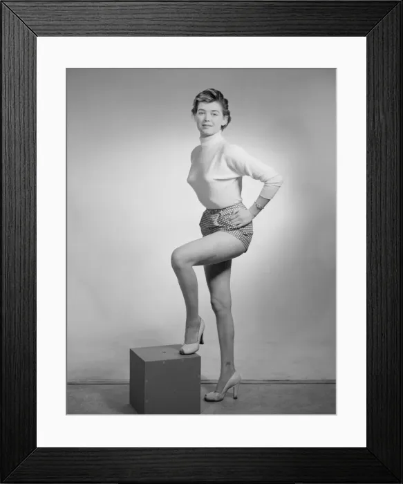 Framed Print : Model Vicki Martin seen here modelling a turtle neck jumper