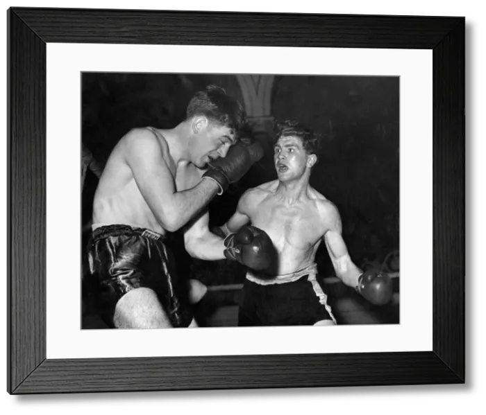 Framed Print : British middleweight boxer Johnny Sullivan in action against Michael Stackduring their Framed Print : British middleweight boxer Johnny Sullivan in action against Michael Stackduring their