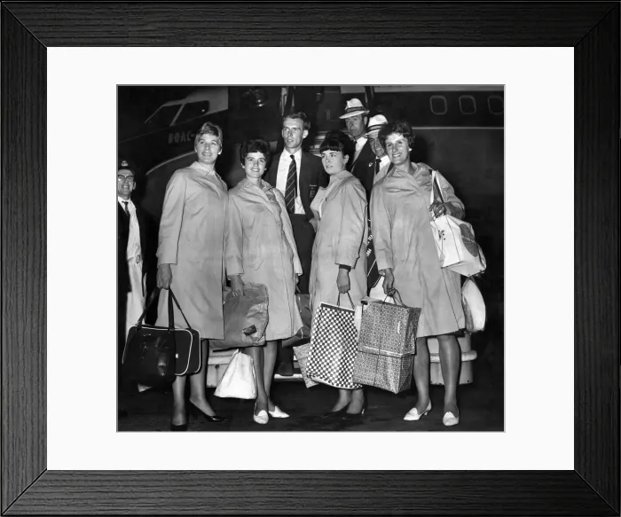Framed Print : Members of the Great Britain Olympic team arriving in West Germany for the games