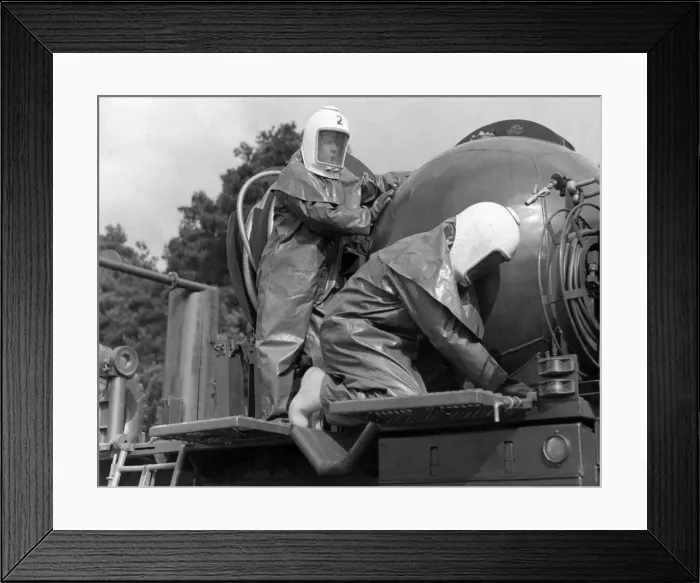 Framed Print : Chemical crews of the new missile regiment in their protective clothing