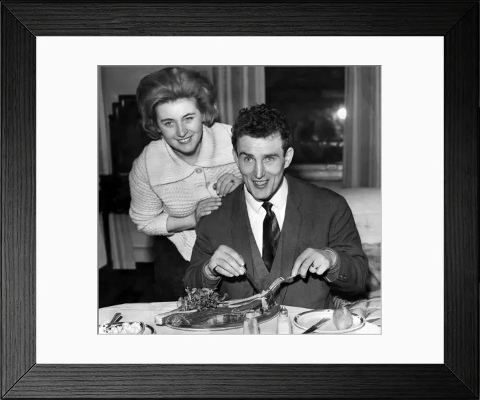Framed Print : British boxer John McCormack at home eating dinner at the table. November 1962 Framed Print : British boxer John McCormack at home eating dinner at the table. November 1962