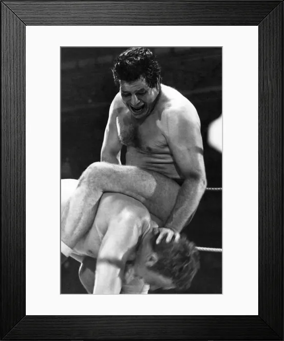 Framed Print : British wrestler Count Bartelli in action against Pete Roberts Framed Print : British wrestler Count Bartelli in action against Pete Roberts