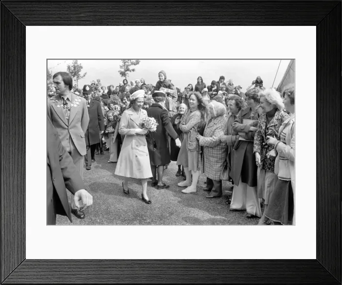 Framed Print : Queen Elizabeth II rocked with laughter at Pepys Estate, Deptford, today