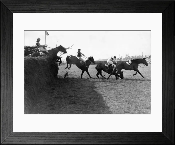 Framed Print : Angel Hill'unseats the jockey at the Canal Turn on the second time round