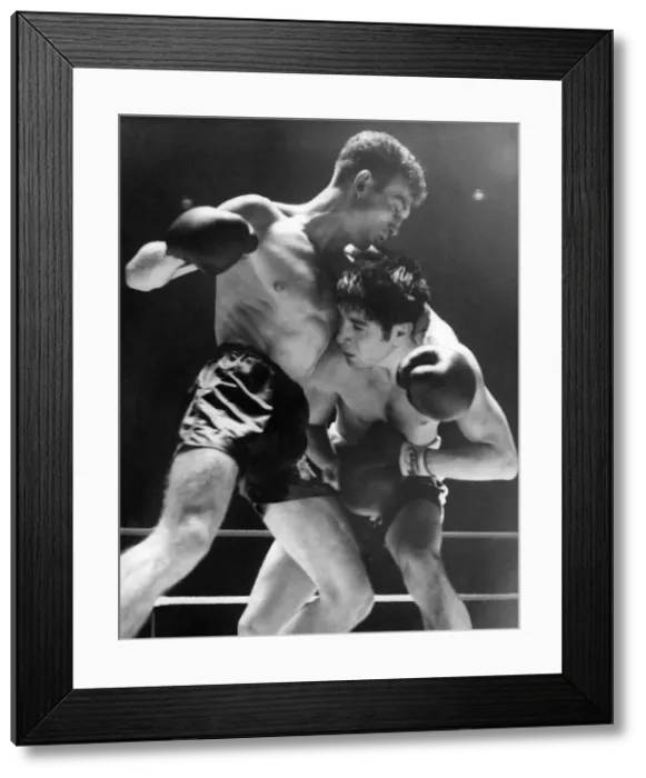Framed Print : Bobby Ros and Willie Toweel in action during their Lightweight match at King Framed Print : Bobby Ros and Willie Toweel in action during their Lightweight match at King