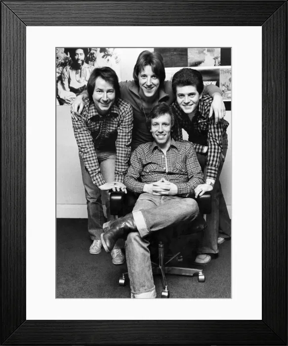 Framed Print : Racey pop group at the EMI offices London January 1979 P005576