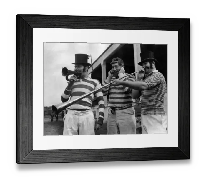 Framed Print : Team members of Manchester Rugby Union Club dressed up in fancy dress playing musical Framed Print : Team members of Manchester Rugby Union Club dressed up in fancy dress playing musical