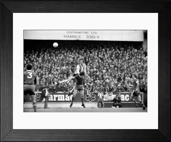 Framed Print : F. A. Cup. Southampton (1) vs. Chelsea (1). Mel Blyth gets on Ken Swain (Chelsea Framed Print : F. A. Cup. Southampton (1) vs. Chelsea (1). Mel Blyth gets on Ken Swain (Chelsea