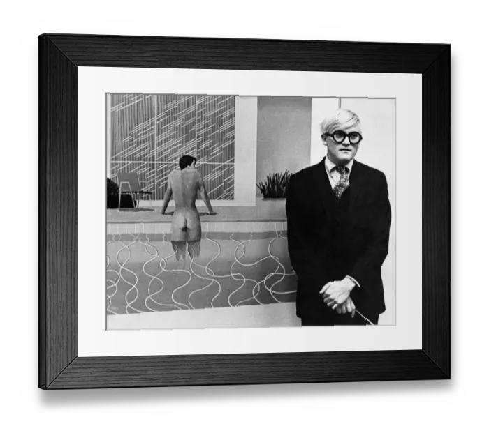 Framed Print : David Hockney, with painting which won £1, 500 first prize at John Moores Liverpool Framed Print : David Hockney, with painting which won £1, 500 first prize at John Moores Liverpool