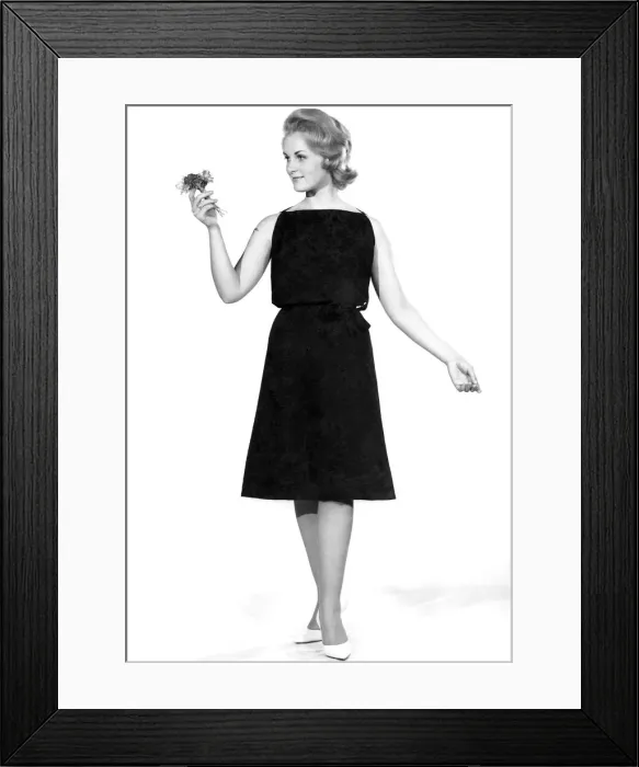 Framed Print : Model Roma Reeves wearing a sleveless black dress. October 1961 P007829 Framed Print : Model Roma Reeves wearing a sleveless black dress. October 1961 P007829