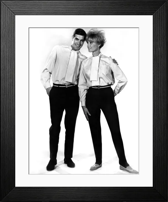 Framed Print : Models Peter Christian and Yvette Davies posing wearing shirt and tie