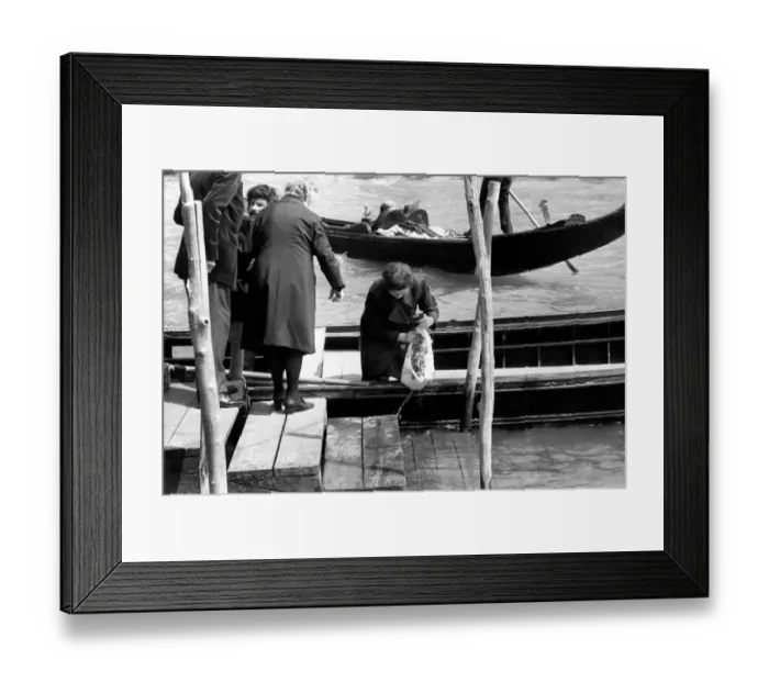 Framed Print : Venice, Italy Venetians seen here going shopping by gondilas. April 1975 75-2202-010