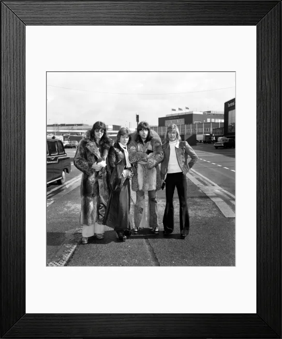 Framed Print : Pop Group: The Sweet pop group left Heathrow Airport for Copenhagen at the start of their