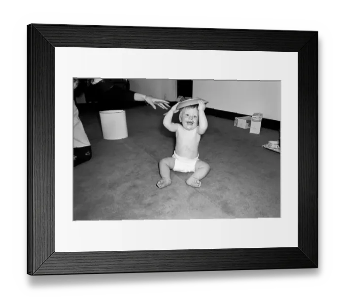 Framed Print : A group of young babies seen here getting into a mess with a chocolate cake at a babies Framed Print : A group of young babies seen here getting into a mess with a chocolate cake at a babies