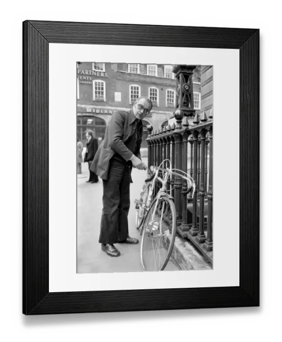 Framed Print : Oldman: Humour: Bicycle: Mr. Larry Adler appeared at Bow Street Magistrates court