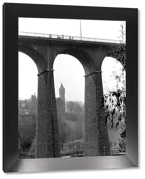 The Passerelle Viaduct Luxembourg April 1975 75-2201-008 Luxembourg city is situated on a