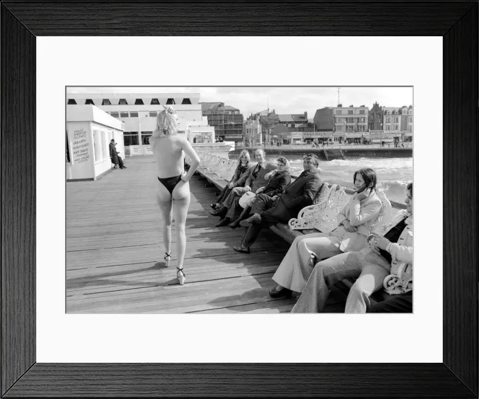 Framed Print : Glamour: Beach Fashion at Blackpool. March 1975 75-1705-014 Framed Print : Glamour: Beach Fashion at Blackpool. March 1975 75-1705-014