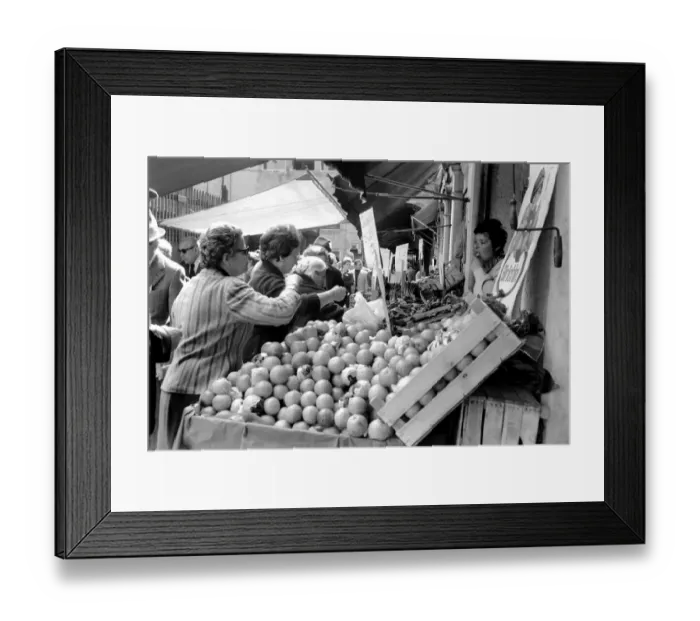 Framed Print : Venice, Italy, Venetians out food shopping at a local market. April 1975 75-2202