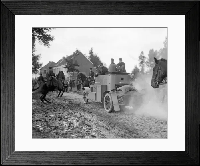 Framed Print : Elements of the Belgian 2nd and cavalry divisions seen here returning to Malines circa