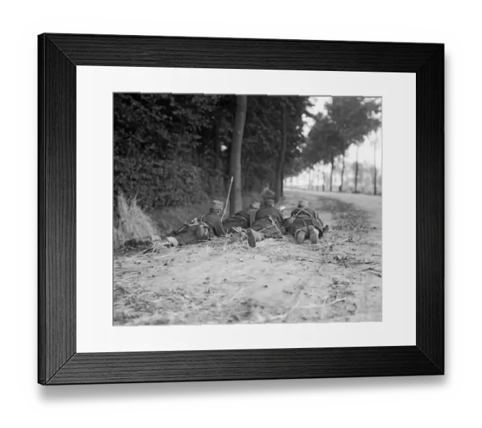 Framed Print : Belgian soldiers prepare to ambush the advancing German army near Malines Circa August Framed Print : Belgian soldiers prepare to ambush the advancing German army near Malines Circa August