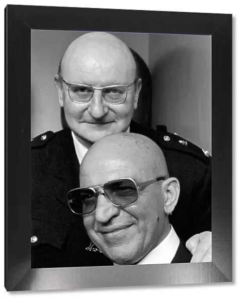 American actor Telly Savalas (bottom) who plays Kojak in the television series