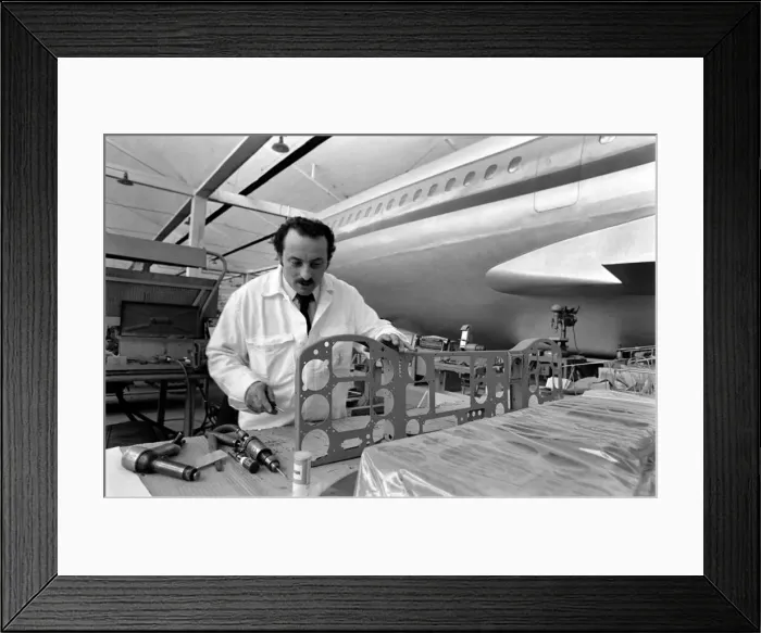 Framed Print : Mr Irene Quaranta at work in the Toulouse Aircraft Factory. April 1975 75 2072