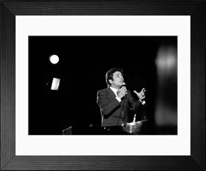 Framed Print : French star singer Gilbert Becaud in Strasbourg, France. April 1975 75-2078-011 Framed Print : French star singer Gilbert Becaud in Strasbourg, France. April 1975 75-2078-011