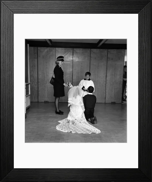 Framed Print : Children wedding has police guard: Police guard for child bride wearing Pilkington Framed Print : Children wedding has police guard: Police guard for child bride wearing Pilkington