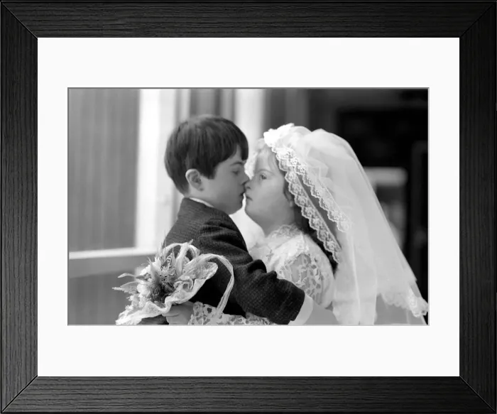 Framed Print : Children wedding has police guard: Police guard for child bride wearing Pilkington