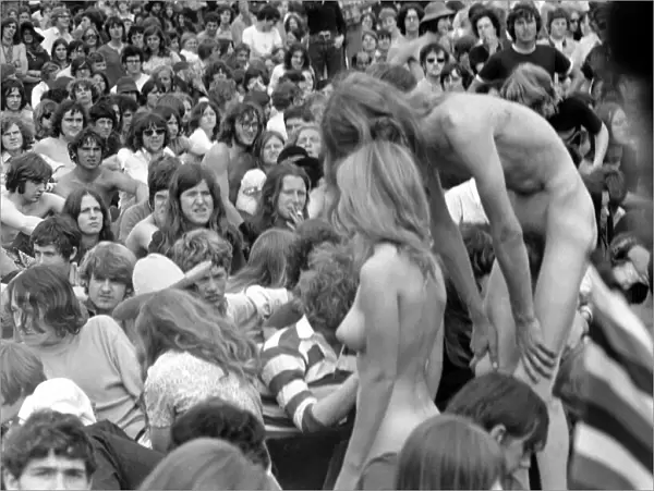 Hippies: Nudism: Nudes in Hyde Park. The girl and her boyfriend who stripped naked