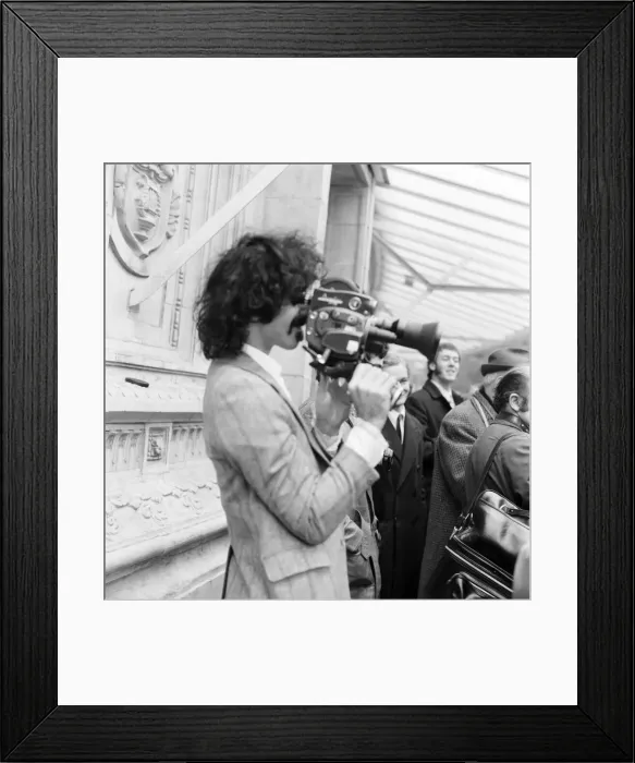 Framed Print : Frank Zappa and his movie camera at the Royal Albert Hall. February 1971 71-12000-003 Framed Print : Frank Zappa and his movie camera at the Royal Albert Hall. February 1971 71-12000-003