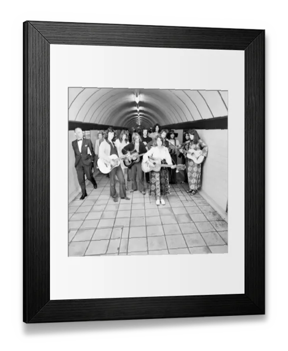 Framed Print : Music: Underground Pop Group. Also group picture in Green Park underground station Framed Print : Music: Underground Pop Group. Also group picture in Green Park underground station